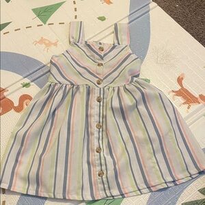 Little Lass Pastel Striped Button-Down Dress